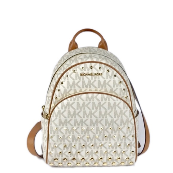 Michael Kors Handbags - Michael Kors Abbey Vanilla/Acorn Md Stud Backpack